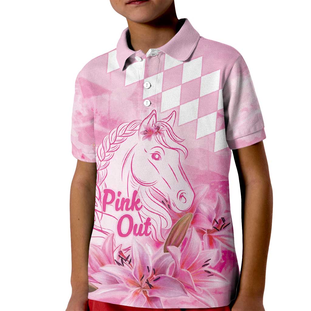 Kentucky Horse Racing Oaks Personalized Kid Polo Shirt Filly Lily Flowers Pink Out