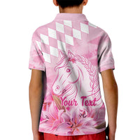 Kentucky Horse Racing Oaks Personalized Kid Polo Shirt Filly Lily Flowers Pink Out