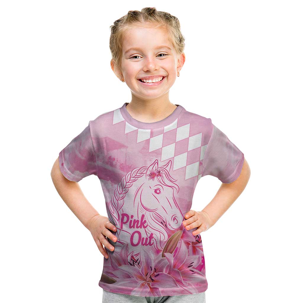 Kentucky Horse Racing Oaks Personalized Kid T Shirt Filly Lily Flowers Pink Out