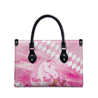 Kentucky Horse Racing Oaks Personalized Leather Bag Filly Lily Flowers Pink Out