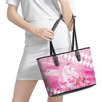 Kentucky Horse Racing Oaks Personalized Leather Tote Bag Filly Lily Flowers Pink Out