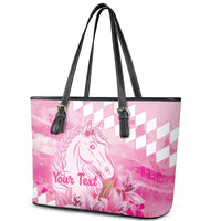 Kentucky Horse Racing Oaks Personalized Leather Tote Bag Filly Lily Flowers Pink Out