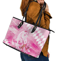 Kentucky Horse Racing Oaks Personalized Leather Tote Bag Filly Lily Flowers Pink Out