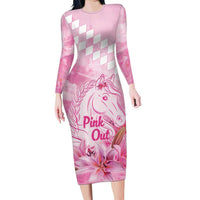 Kentucky Horse Racing Oaks Personalized Long Sleeve Bodycon Dress Filly Lily Flowers Pink Out