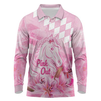 Kentucky Horse Racing Oaks Personalized Long Sleeve Polo Shirt Filly Lily Flowers Pink Out
