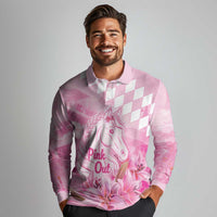 Kentucky Horse Racing Oaks Personalized Long Sleeve Polo Shirt Filly Lily Flowers Pink Out