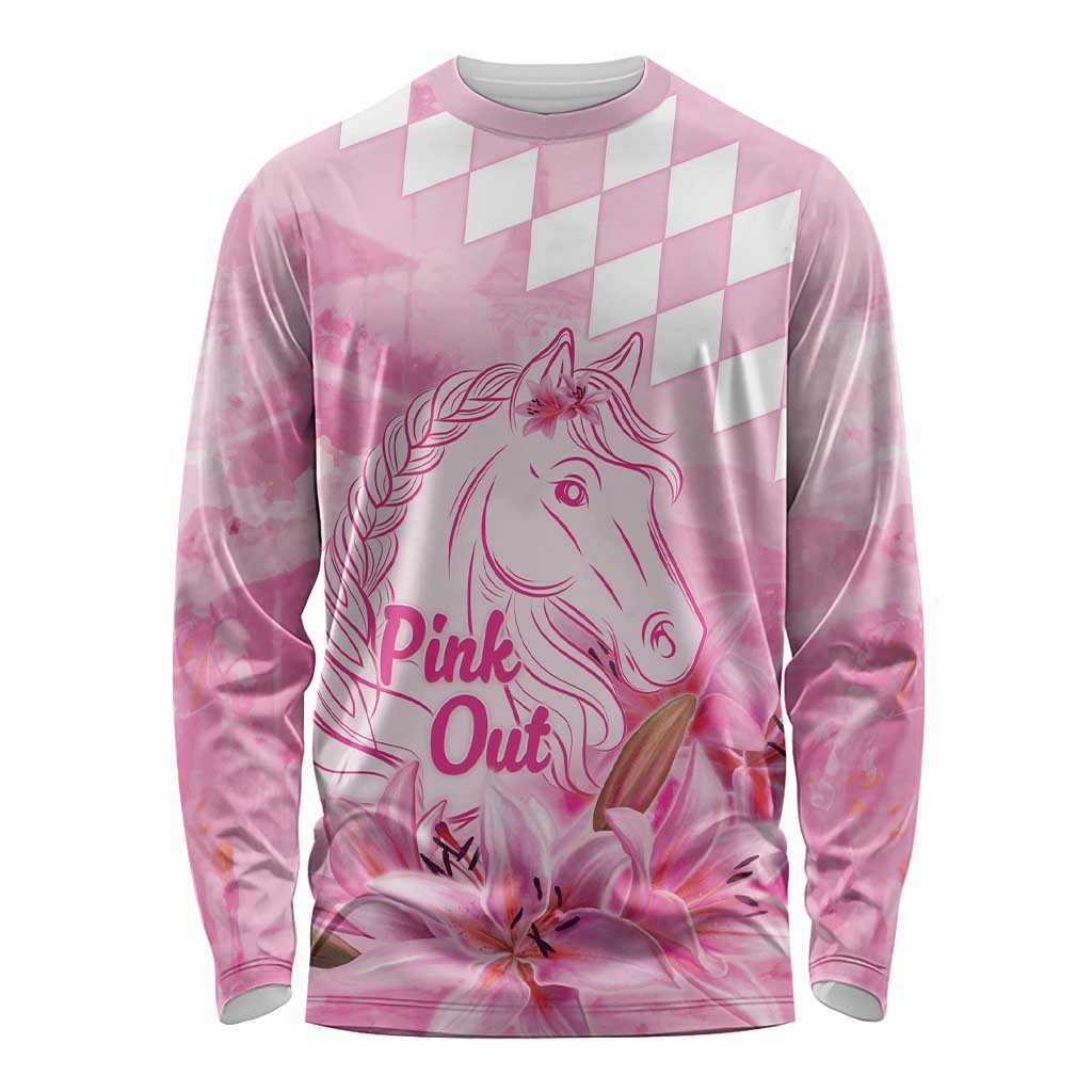 Kentucky Horse Racing Oaks Personalized Long Sleeve Shirt Filly Lily Flowers Pink Out