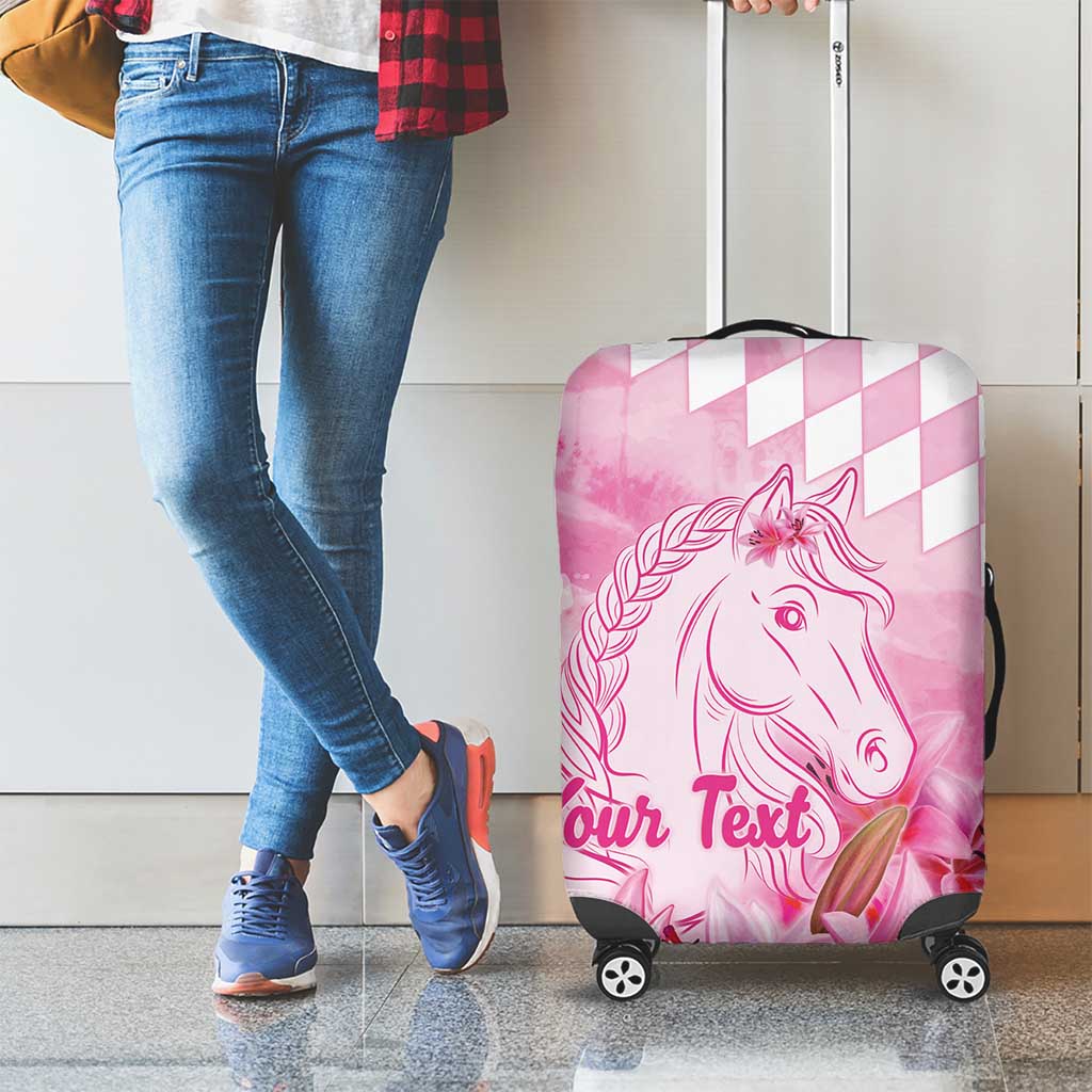 Kentucky Horse Racing Oaks Personalized Luggage Cover Filly Lily Flowers Pink Out