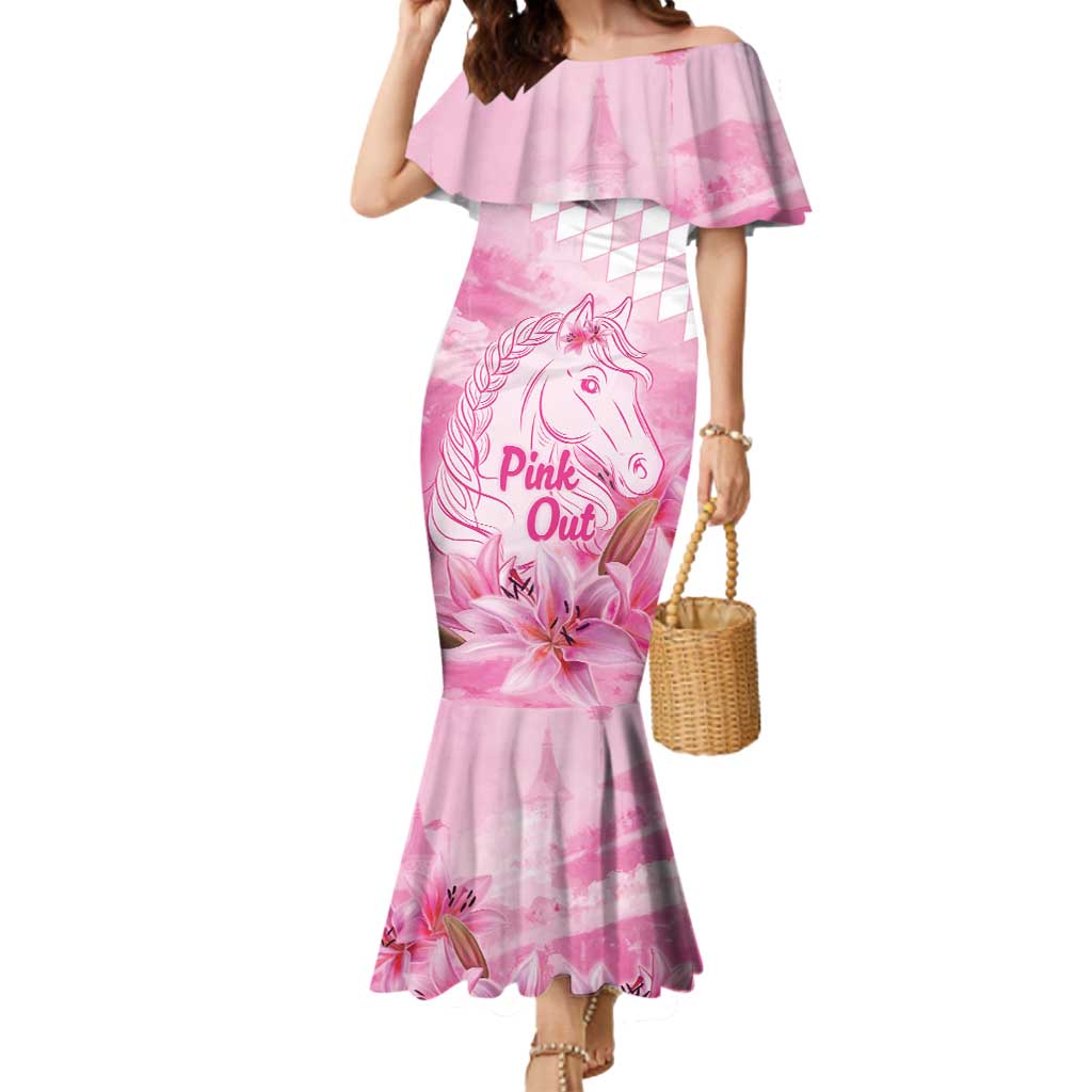 Kentucky Horse Racing Oaks Personalized Mermaid Dress Filly Lily Flowers Pink Out