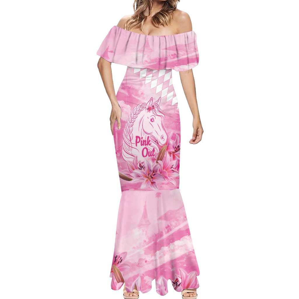 Kentucky Horse Racing Oaks Personalized Mermaid Dress Filly Lily Flowers Pink Out