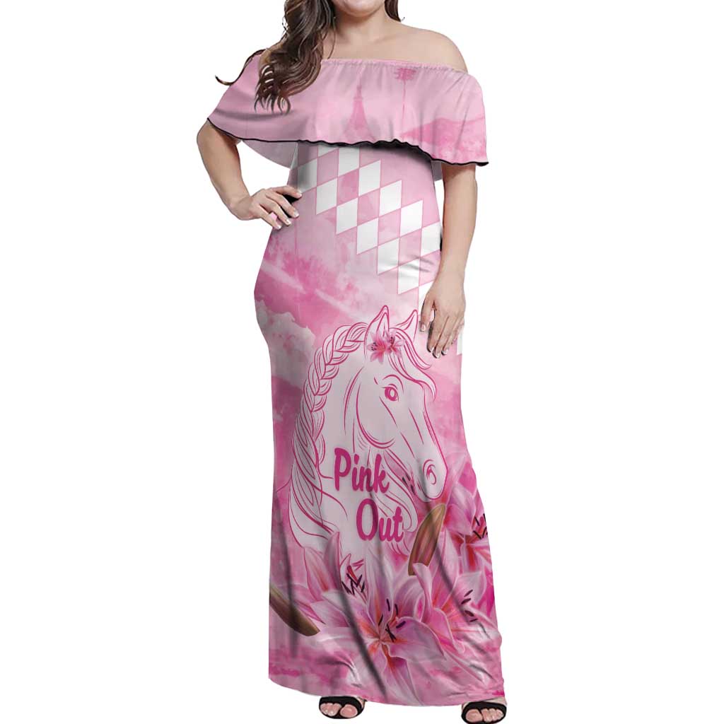 Kentucky Horse Racing Oaks Personalized Off Shoulder Maxi Dress Filly Lily Flowers Pink Out