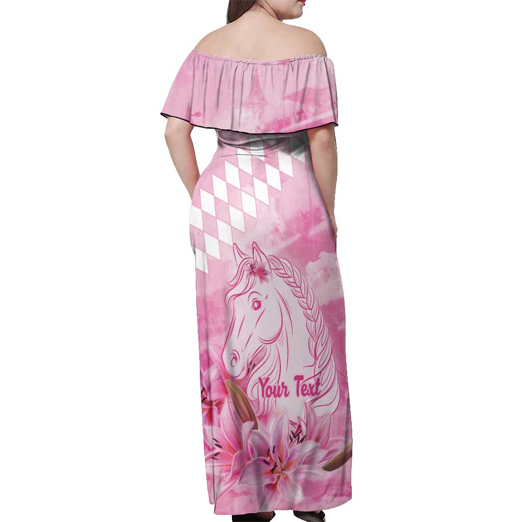 Kentucky Horse Racing Oaks Personalized Off Shoulder Maxi Dress Filly Lily Flowers Pink Out
