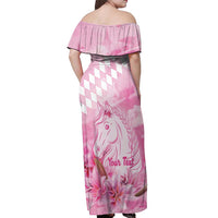 Kentucky Horse Racing Oaks Personalized Off Shoulder Maxi Dress Filly Lily Flowers Pink Out