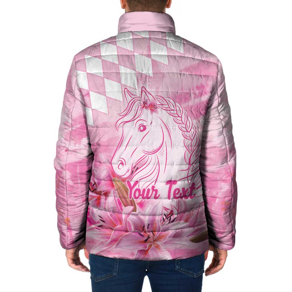 Kentucky Horse Racing Oaks Personalized Padded Jacket Filly Lily Flowers Pink Out