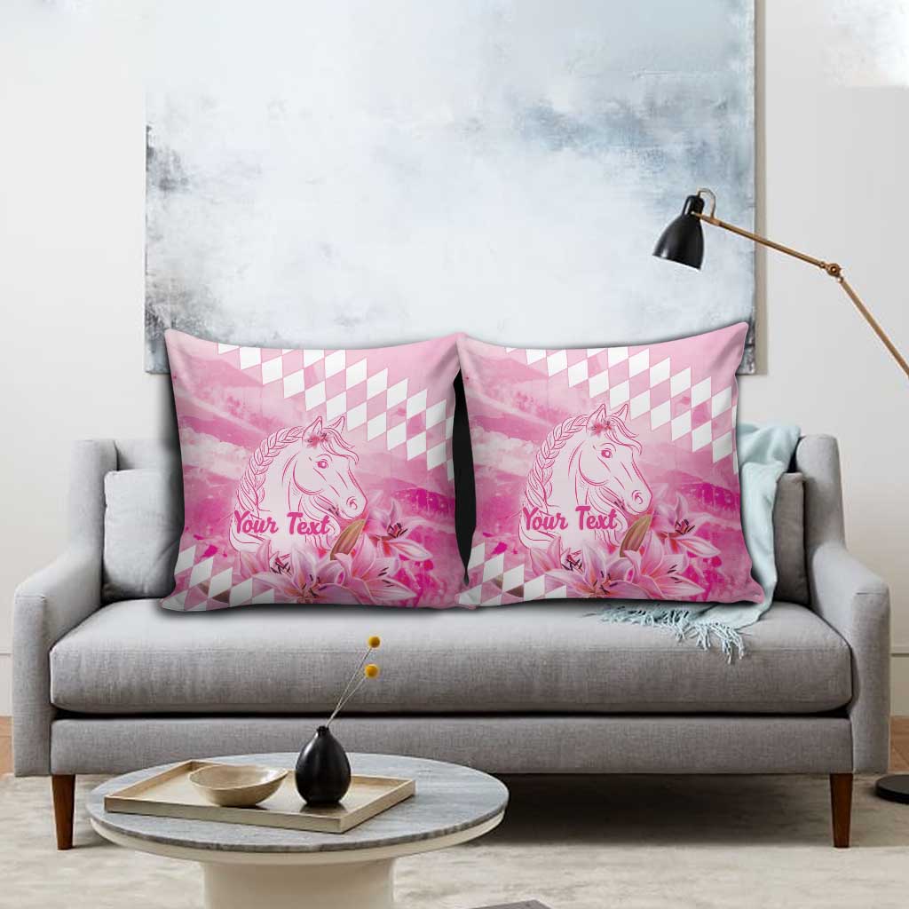 Kentucky Horse Racing Oaks Personalized Pillow Cover Filly Lily Flowers Pink Out