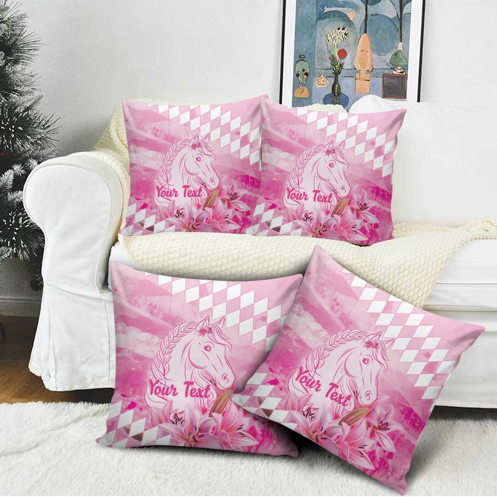 Kentucky Horse Racing Oaks Personalized Pillow Cover Filly Lily Flowers Pink Out