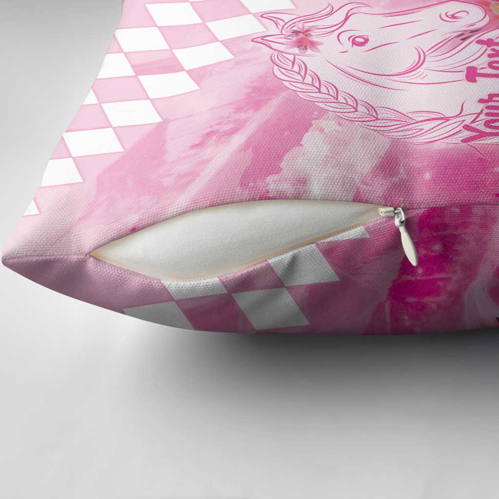 Kentucky Horse Racing Oaks Personalized Pillow Cover Filly Lily Flowers Pink Out