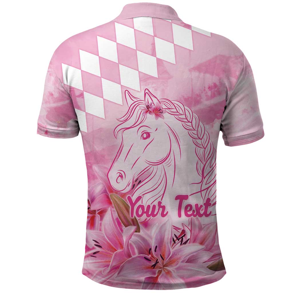 Kentucky Horse Racing Oaks Personalized Polo Shirt Filly Lily Flowers Pink Out