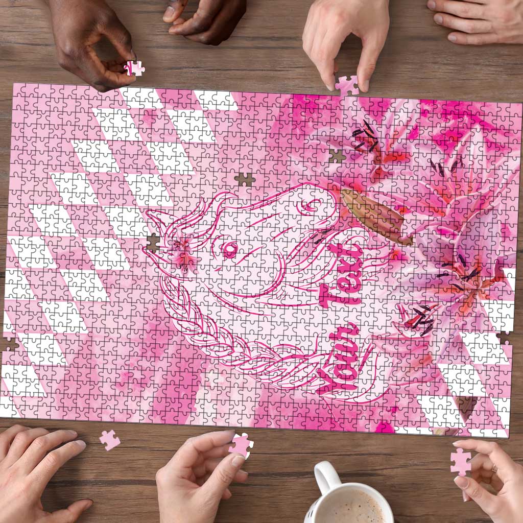 Kentucky Horse Racing Oaks Personalized Puzzle Filly Lily Flowers Pink Out