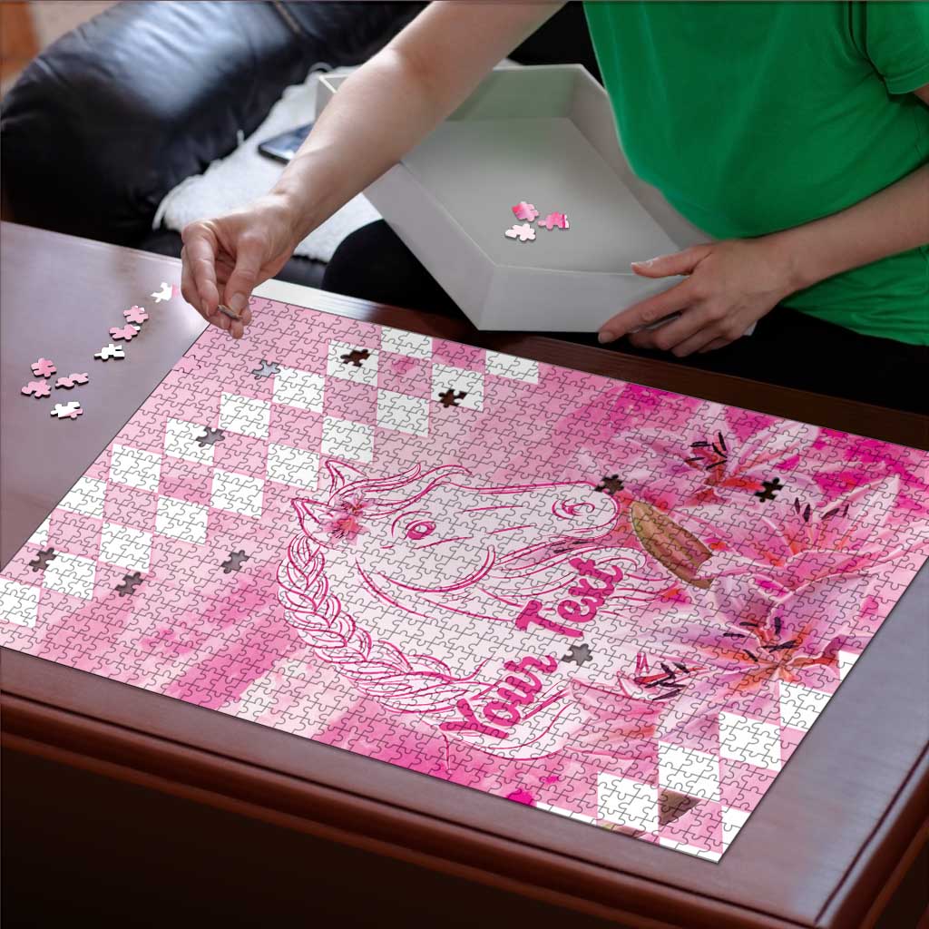 Kentucky Horse Racing Oaks Personalized Puzzle Filly Lily Flowers Pink Out