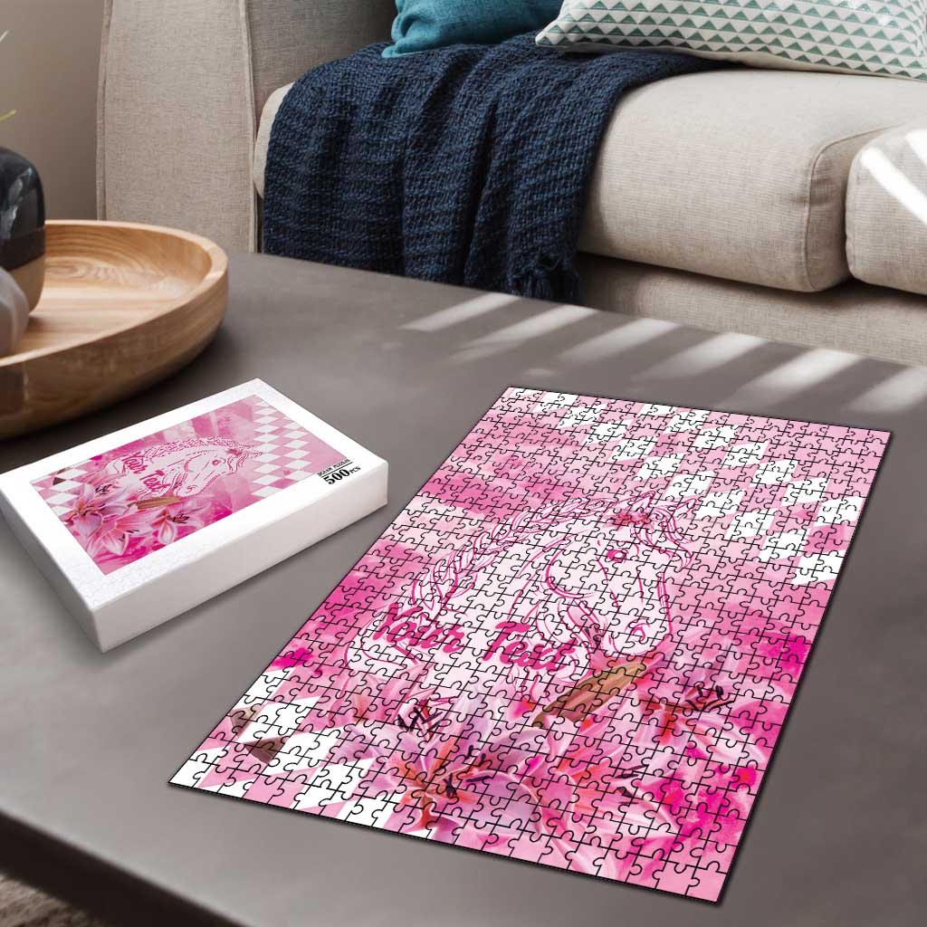 Kentucky Horse Racing Oaks Personalized Puzzle Filly Lily Flowers Pink Out