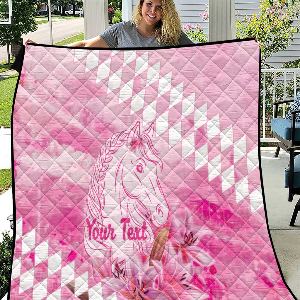 Kentucky Horse Racing Oaks Personalized Quilt Filly Lily Flowers Pink Out