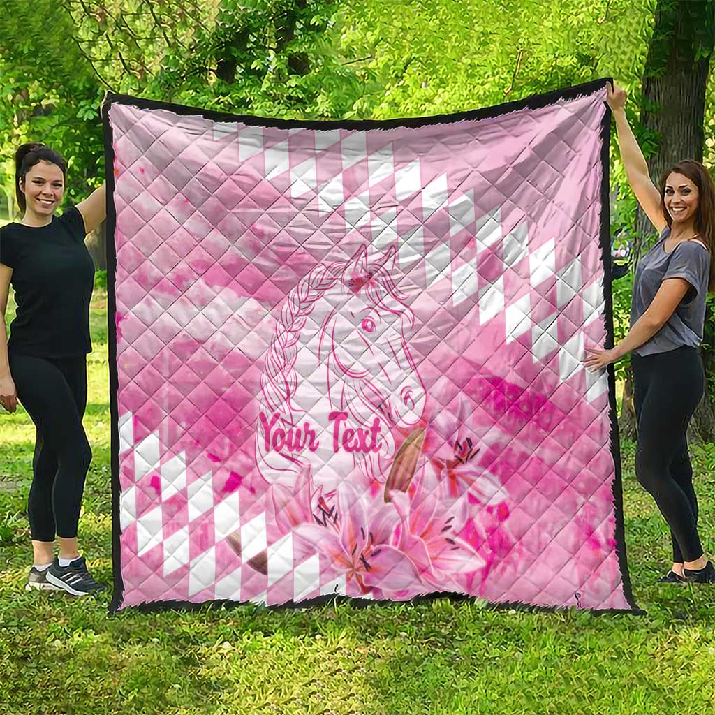 Kentucky Horse Racing Oaks Personalized Quilt Filly Lily Flowers Pink Out