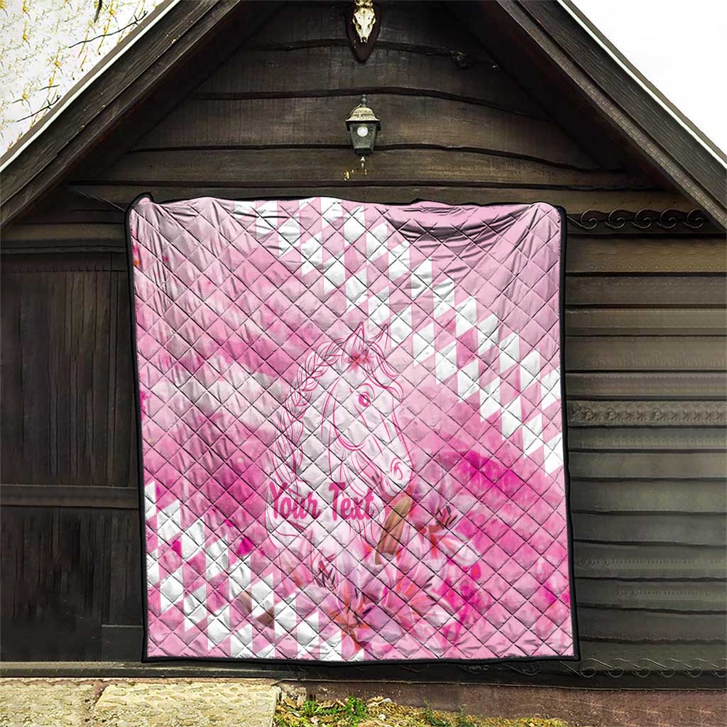 Kentucky Horse Racing Oaks Personalized Quilt Filly Lily Flowers Pink Out