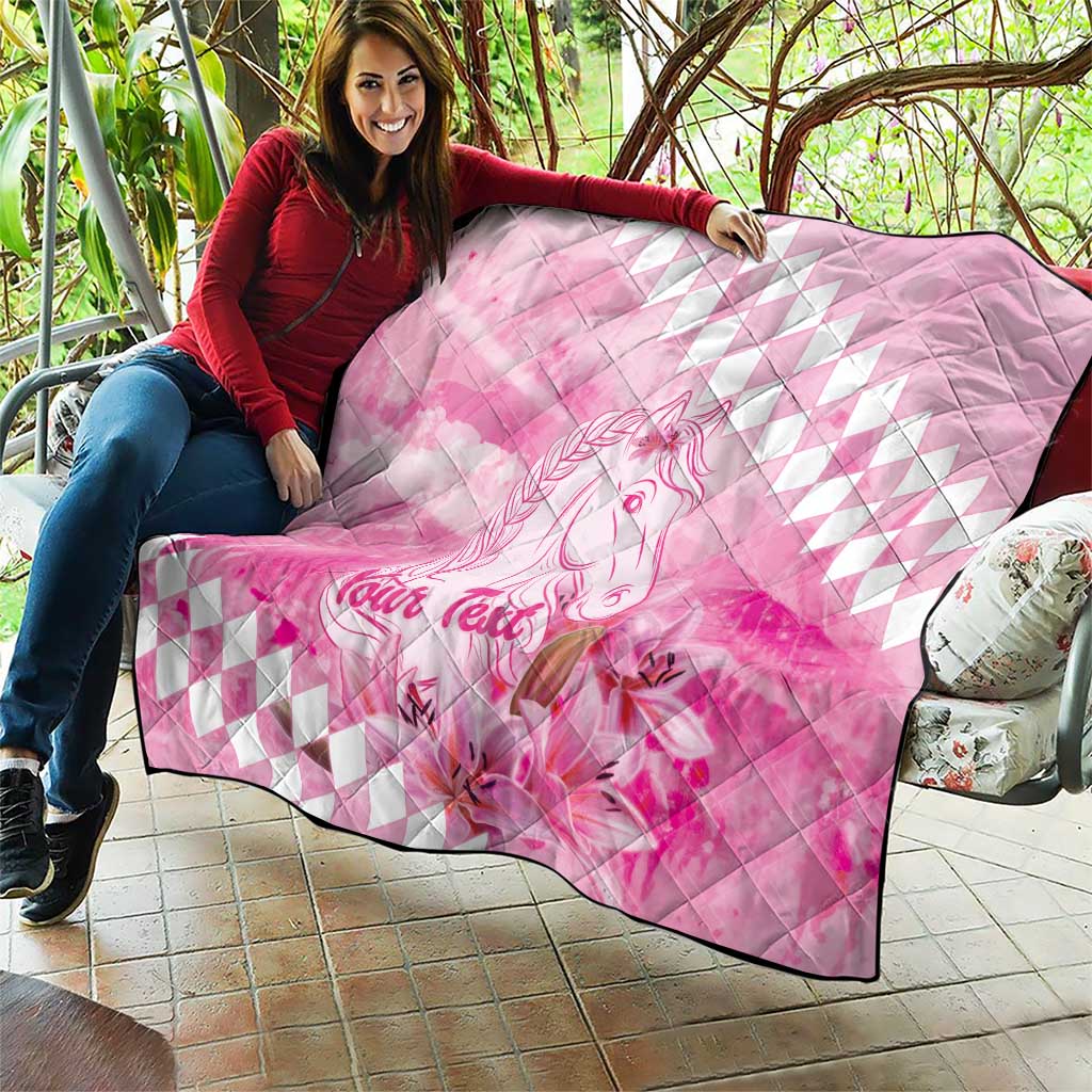 Kentucky Horse Racing Oaks Personalized Quilt Filly Lily Flowers Pink Out