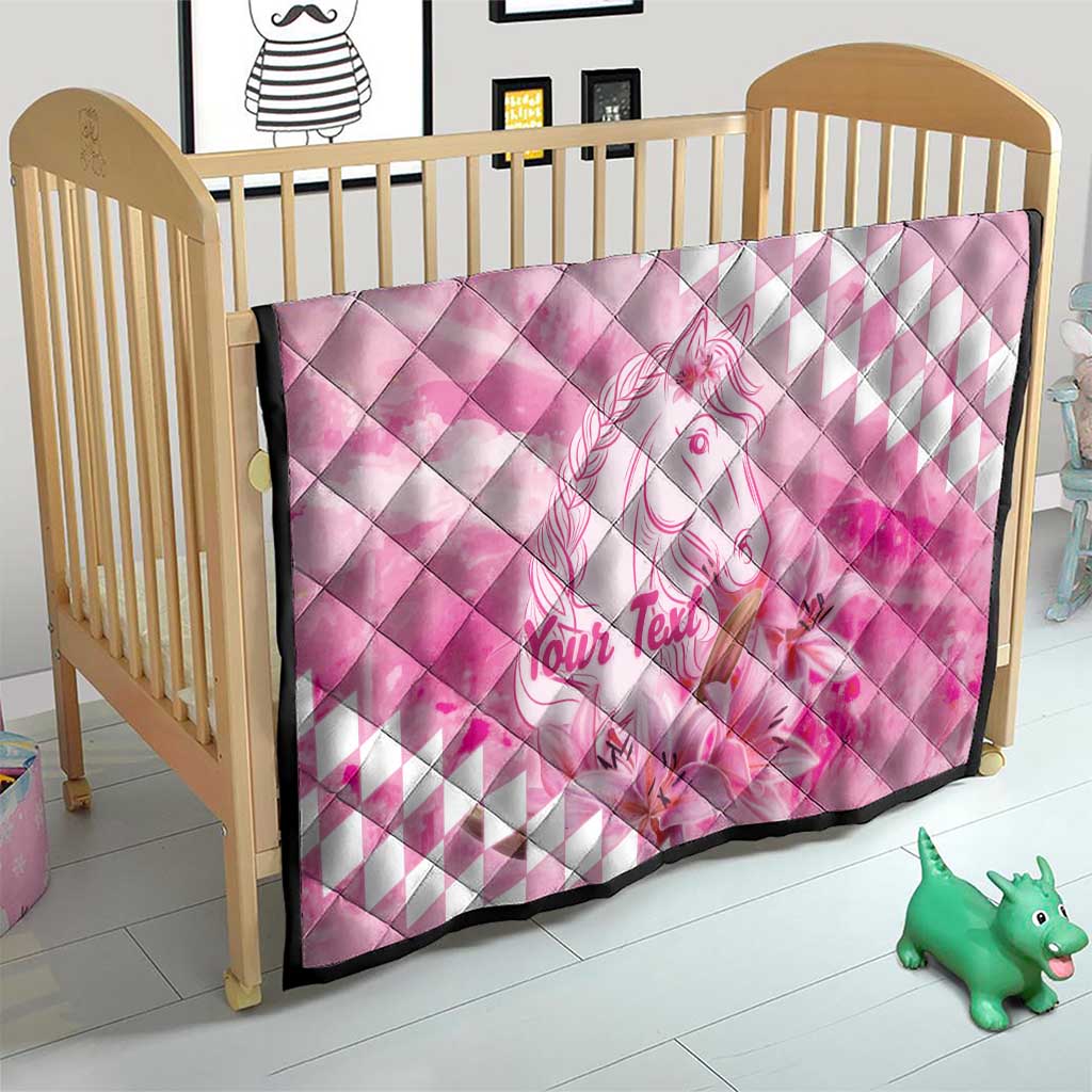 Kentucky Horse Racing Oaks Personalized Quilt Filly Lily Flowers Pink Out