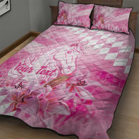 Kentucky Horse Racing Oaks Personalized Quilt Bed Set Filly Lily Flowers Pink Out