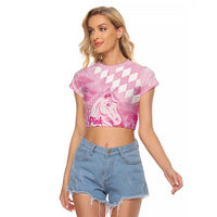 Kentucky Horse Racing Oaks Personalized Raglan Cropped T Shirt Filly Lily Flowers Pink Out