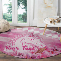Kentucky Horse Racing Oaks Personalized Round Carpet Filly Lily Flowers Pink Out