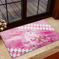 Kentucky Horse Racing Oaks Personalized Rubber Doormat Filly Lily Flowers Pink Out