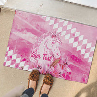 Kentucky Horse Racing Oaks Personalized Rubber Doormat Filly Lily Flowers Pink Out