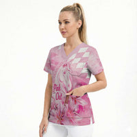 Kentucky Horse Racing Oaks Personalized Scrub Top Filly Lily Flowers Pink Out