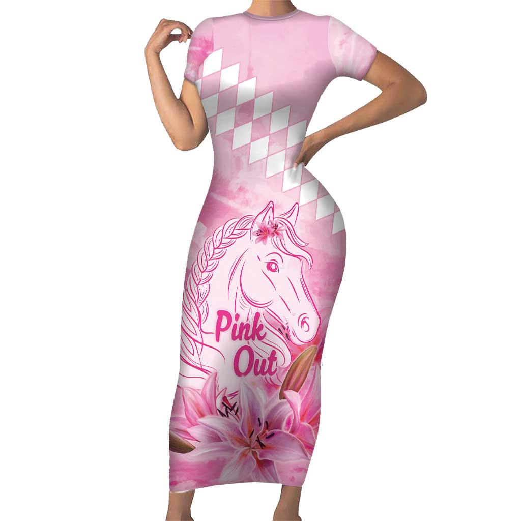 Kentucky Horse Racing Oaks Personalized Short Sleeve Bodycon Dress Filly Lily Flowers Pink Out