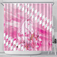 Kentucky Horse Racing Oaks Personalized Shower Curtain Filly Lily Flowers Pink Out