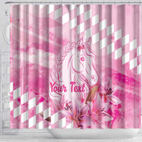 Kentucky Horse Racing Oaks Personalized Shower Curtain Filly Lily Flowers Pink Out