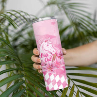 Kentucky Horse Racing Oaks Personalized Skinny Tumbler Filly Lily Flowers Pink Out