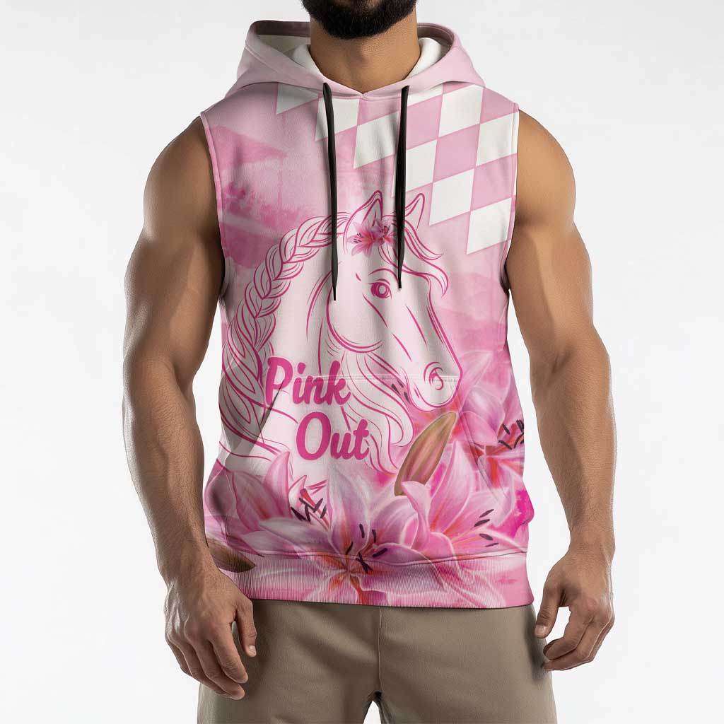 Kentucky Horse Racing Oaks Personalized Sleeveless Hoodie Filly Lily Flowers Pink Out