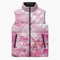 Kentucky Horse Racing Oaks Personalized Sleeveless Puffer Jacket Filly Lily Flowers Pink Out