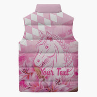 Kentucky Horse Racing Oaks Personalized Sleeveless Puffer Jacket Filly Lily Flowers Pink Out