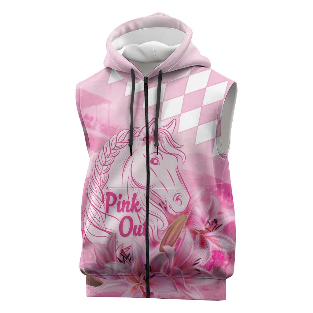 Kentucky Horse Racing Oaks Personalized Sleeveless Zip Hoodie Filly Lily Flowers Pink Out