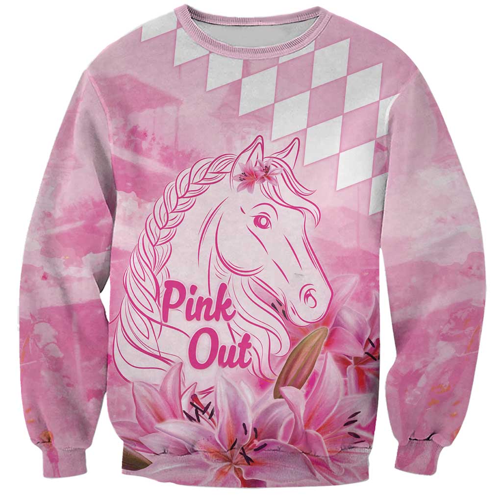 Kentucky Horse Racing Oaks Personalized Sweatshirt Filly Lily Flowers Pink Out