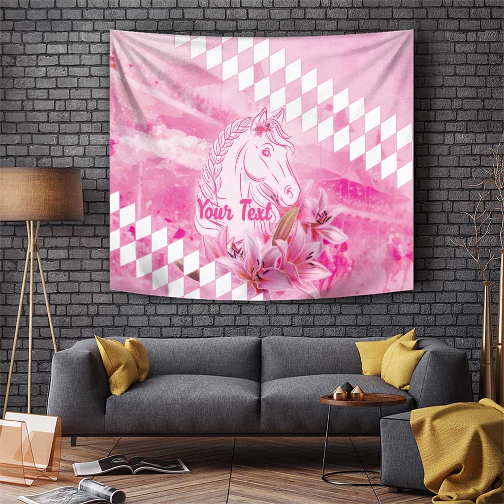 Kentucky Horse Racing Oaks Personalized Tapestry Filly Lily Flowers Pink Out
