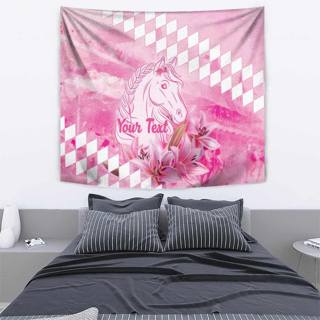 Kentucky Horse Racing Oaks Personalized Tapestry Filly Lily Flowers Pink Out