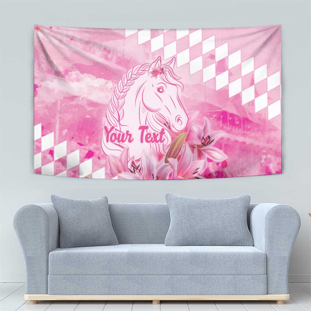 Kentucky Horse Racing Oaks Personalized Tapestry Filly Lily Flowers Pink Out