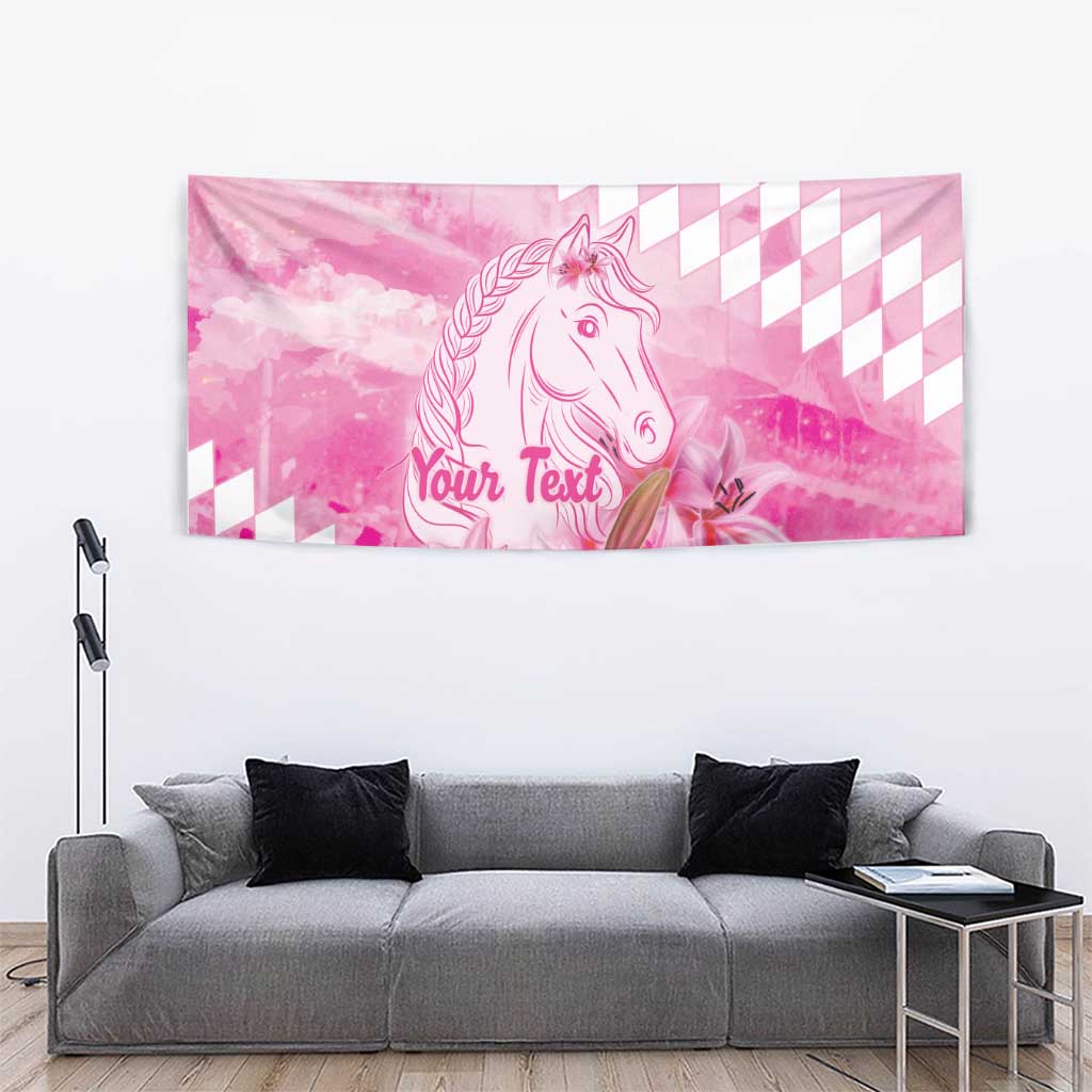Kentucky Horse Racing Oaks Personalized Tapestry Filly Lily Flowers Pink Out