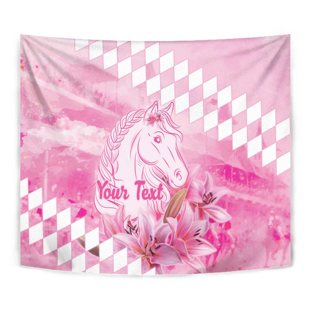 Kentucky Horse Racing Oaks Personalized Tapestry Filly Lily Flowers Pink Out